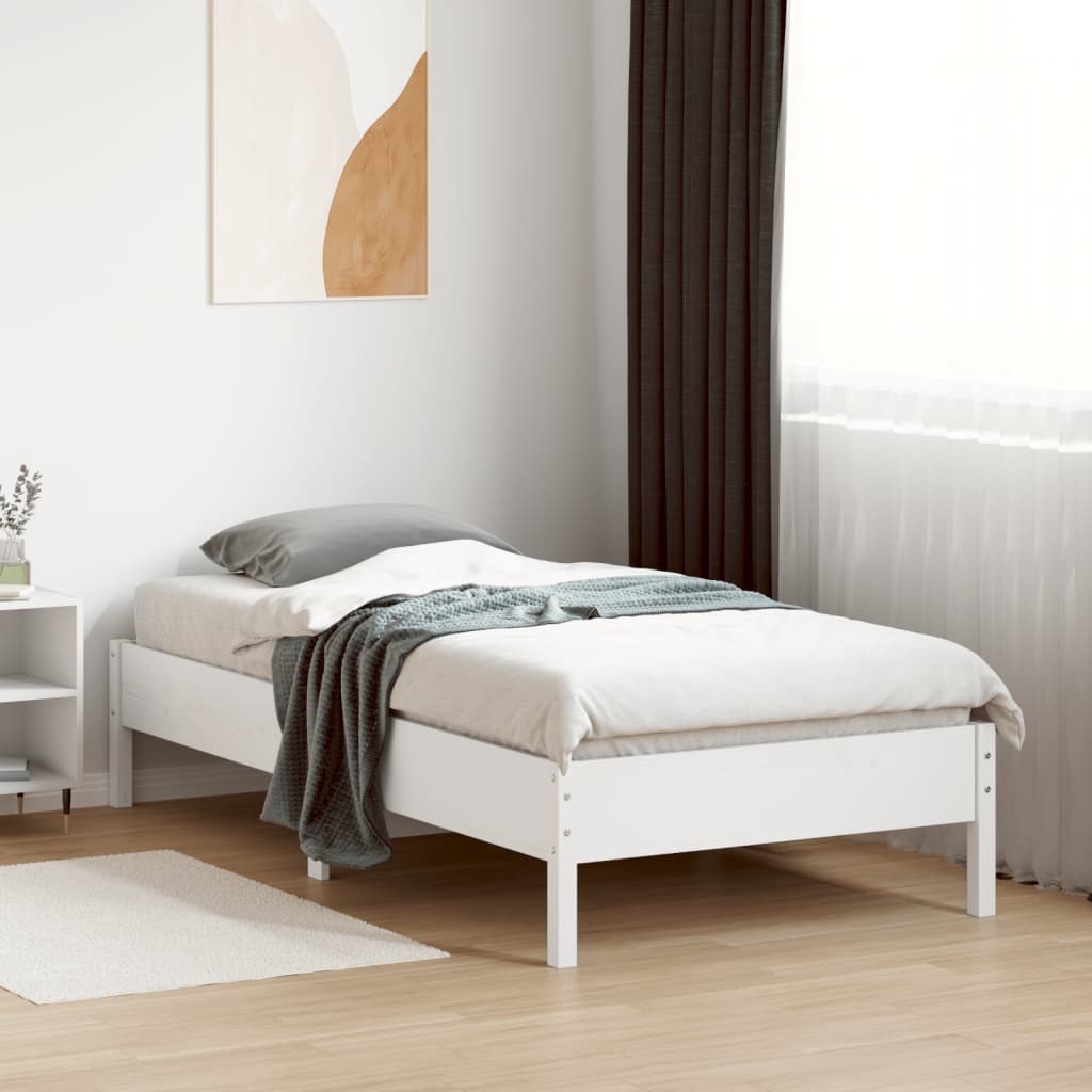 Bedframe zonder matras massief grenenhout wit 75x190 cm is nu te koop bij PeponiXL, paradijselijk wonen!