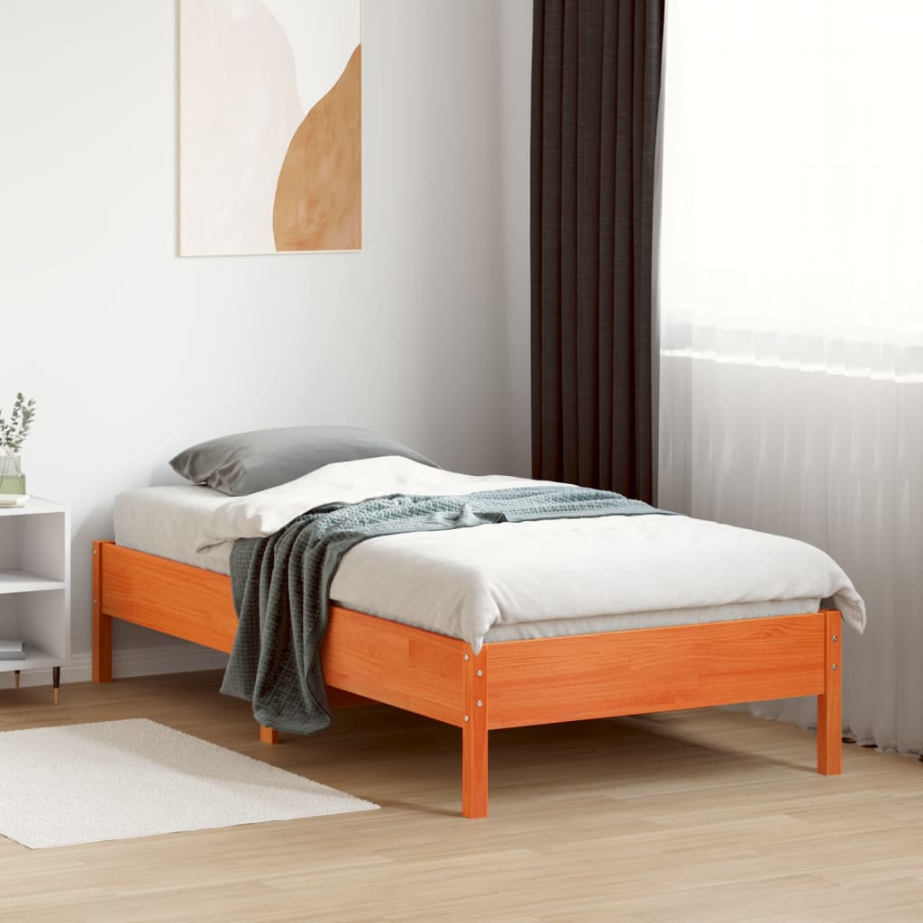 Bedframe zonder matras massief grenenhout wasbruin 75x190 cm is nu te koop bij PeponiXL, paradijselijk wonen!