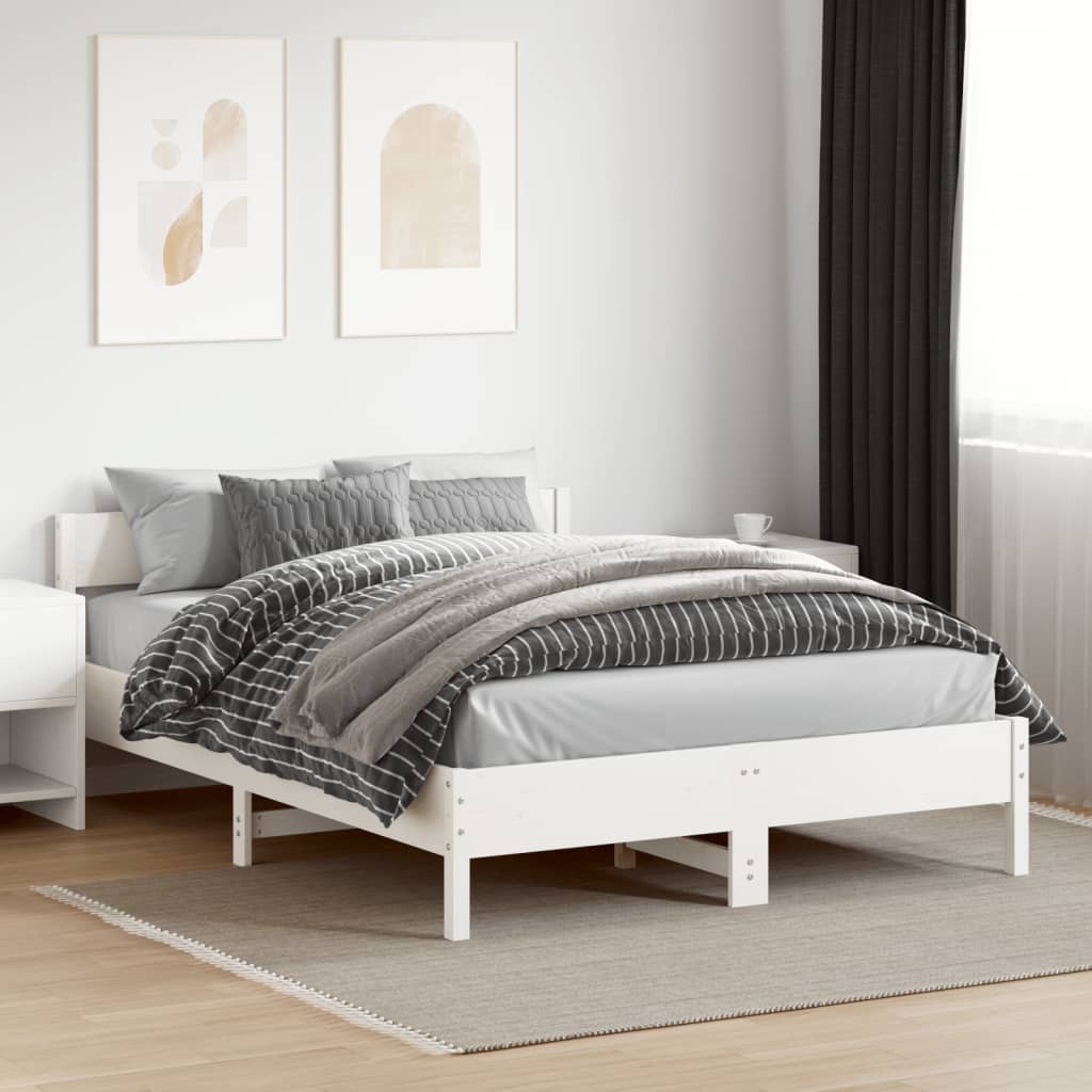 Bedframe zonder matras massief grenenhout wit 150x200 cm is nu te koop bij PeponiXL, paradijselijk wonen!