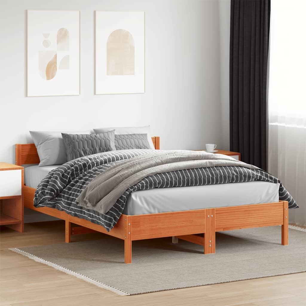 Bedframe zonder matras massief grenenhout wasbruin 140x200 cm is nu te koop bij PeponiXL, paradijselijk wonen!