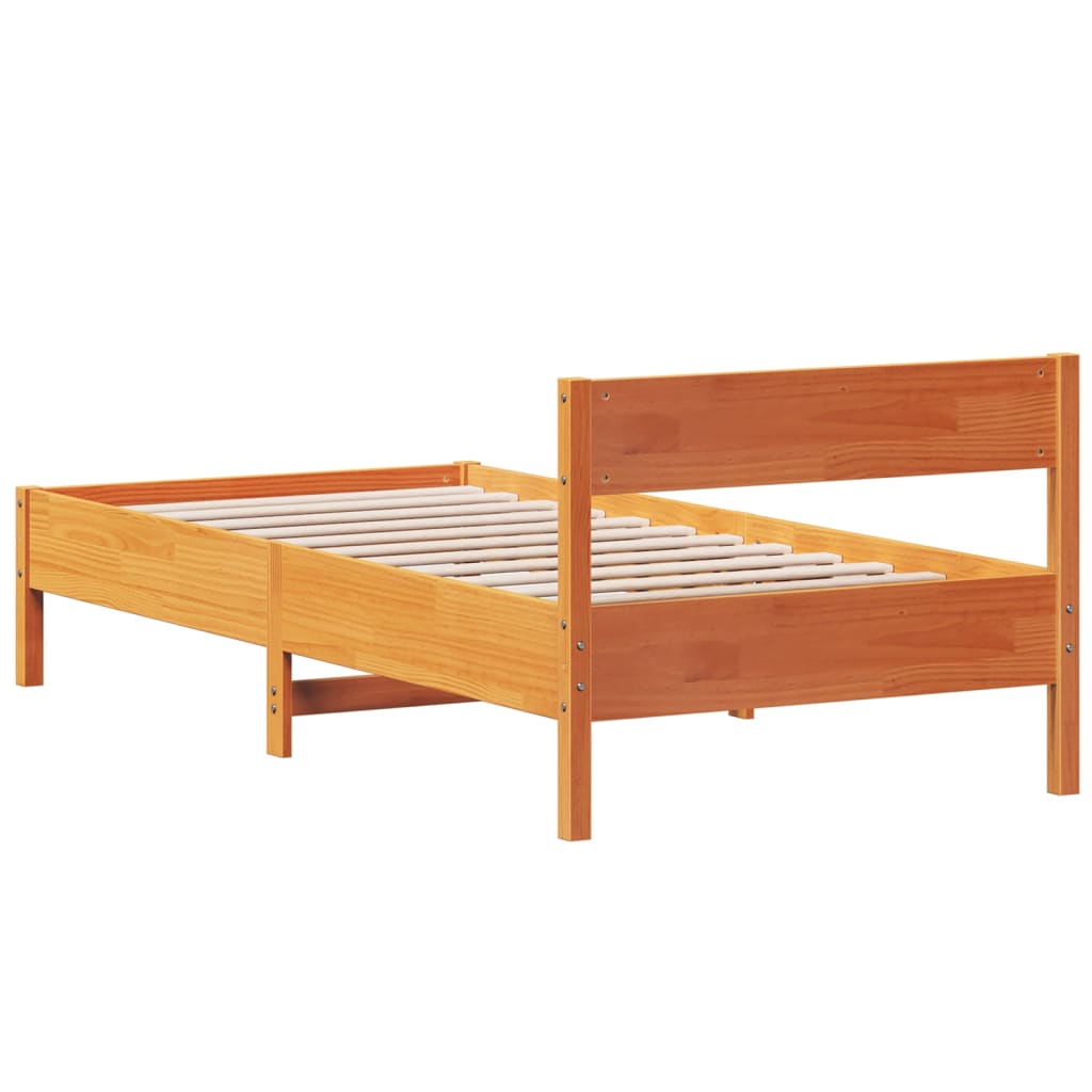 Bedframe zonder matras massief grenenhout wasbruin 100x200 cm is nu te koop bij PeponiXL, paradijselijk wonen!