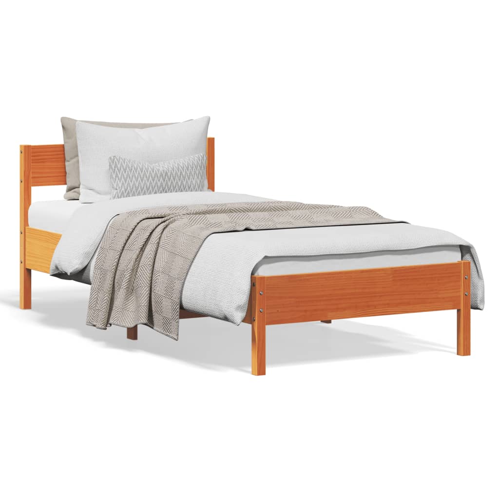 Bedframe zonder matras massief grenenhout wasbruin 90x200 cm is nu te koop bij PeponiXL, paradijselijk wonen!