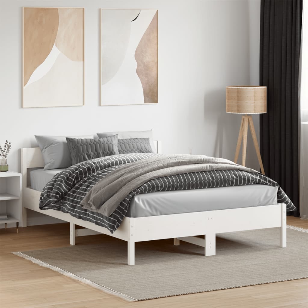 Bedframe zonder matras massief grenenhout wit 140x190 cm is nu te koop bij PeponiXL, paradijselijk wonen!