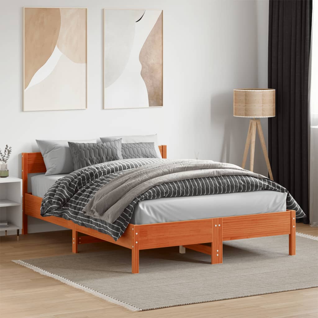 Bed met matras massief grenenhout wasbruin 140x190 cm is nu te koop bij PeponiXL, paradijselijk wonen!