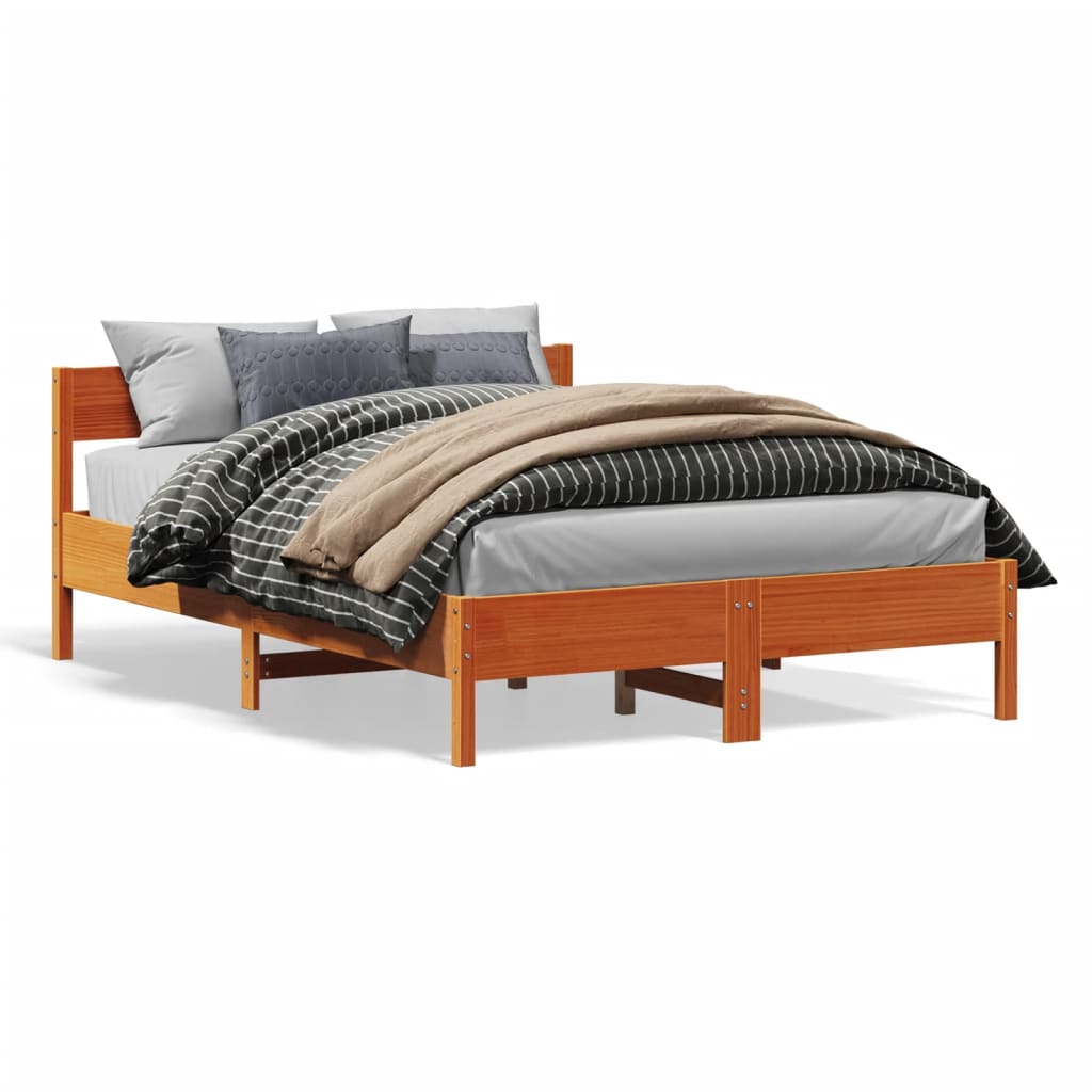 Bed met matras massief grenenhout wasbruin 140x190 cm is nu te koop bij PeponiXL, paradijselijk wonen!