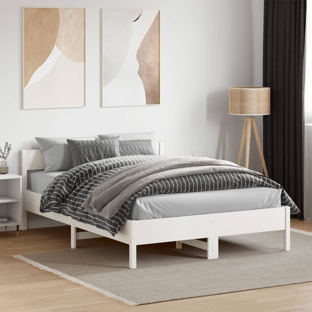 Bedframe zonder matras massief grenenhout wit 135x190 cm is nu te koop bij PeponiXL, paradijselijk wonen!