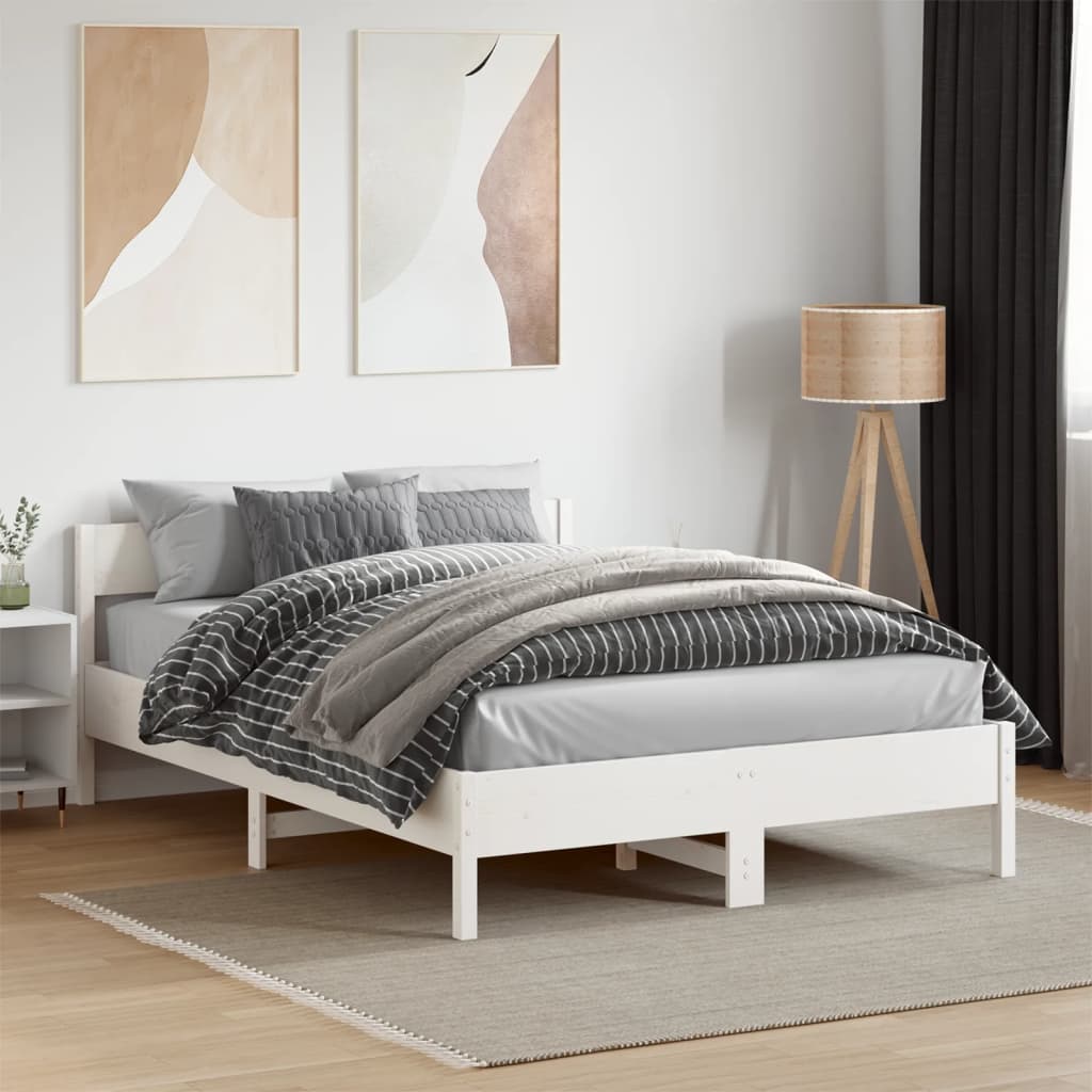 Bedframe zonder matras massief grenenhout wit 120x190 cm is nu te koop bij PeponiXL, paradijselijk wonen!