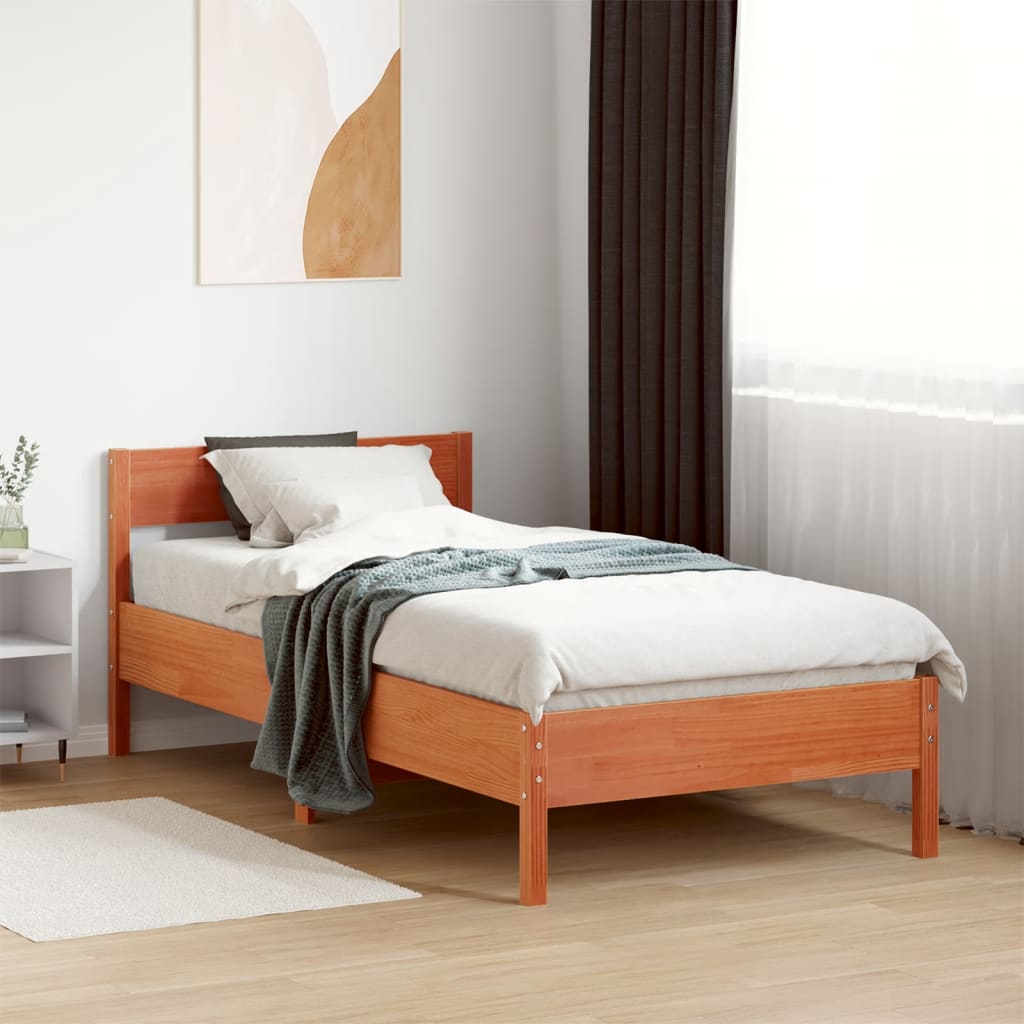 Bedframe zonder matras massief grenenhout wasbruin 90x190 cm is nu te koop bij PeponiXL, paradijselijk wonen!