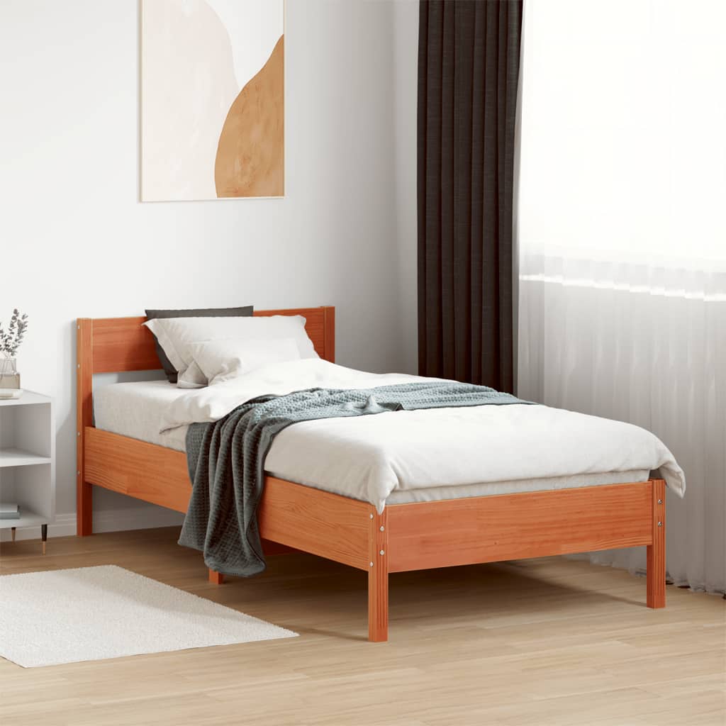 Bedframe zonder matras massief grenenhout wasbruin 75x190 cm is nu te koop bij PeponiXL, paradijselijk wonen!