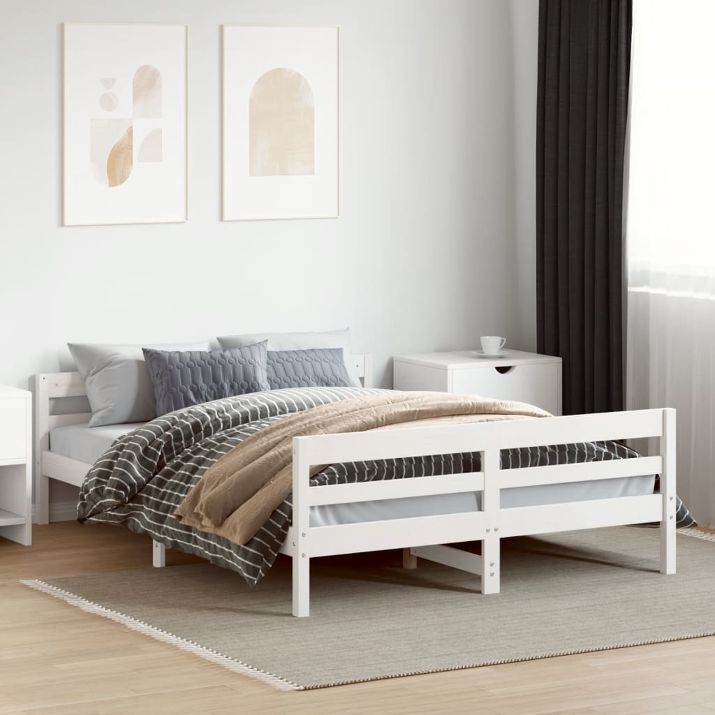 Bedframe zonder matras massief grenenhout wit 140x200 cm is nu te koop bij PeponiXL, paradijselijk wonen!