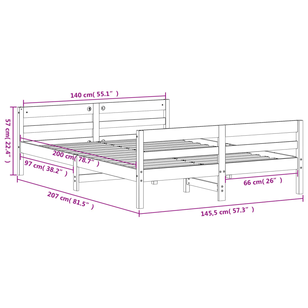 Bedframe zonder matras massief grenenhout wit 140x200 cm is nu te koop bij PeponiXL, paradijselijk wonen!