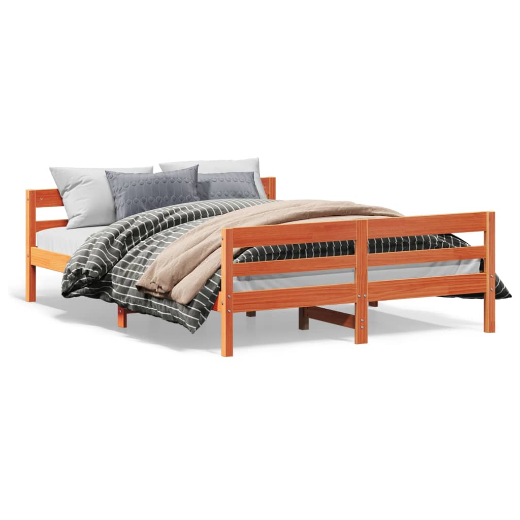 Bedframe zonder matras massief grenenhout wasbruin 140x200 cm is nu te koop bij PeponiXL, paradijselijk wonen!