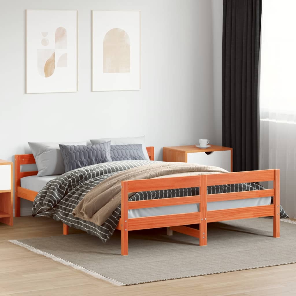 Bedframe zonder matras massief grenenhout wasbruin 120x200 cm is nu te koop bij PeponiXL, paradijselijk wonen!