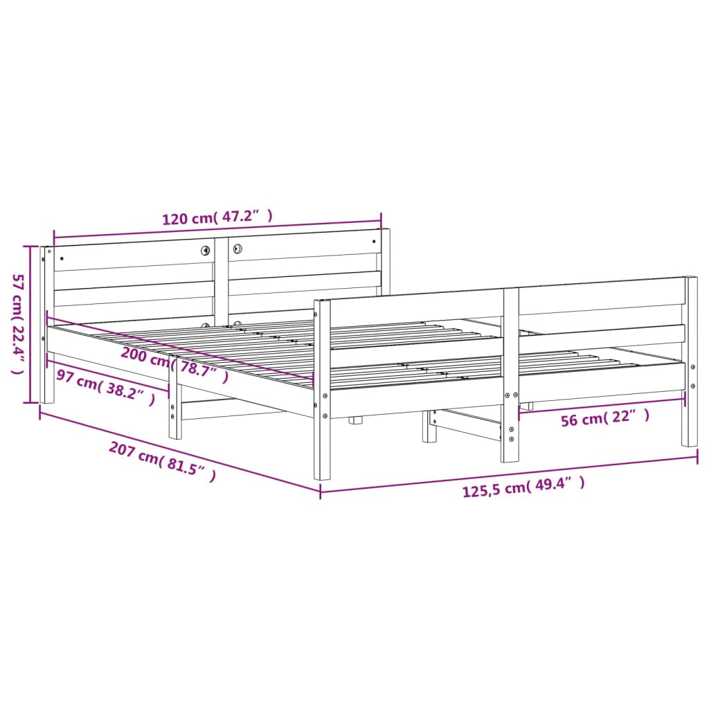 Bedframe zonder matras massief grenenhout wasbruin 120x200 cm is nu te koop bij PeponiXL, paradijselijk wonen!
