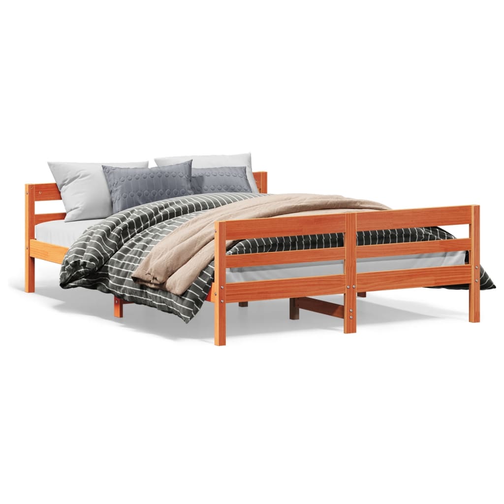 Bedframe zonder matras massief grenenhout wasbruin 120x200 cm is nu te koop bij PeponiXL, paradijselijk wonen!