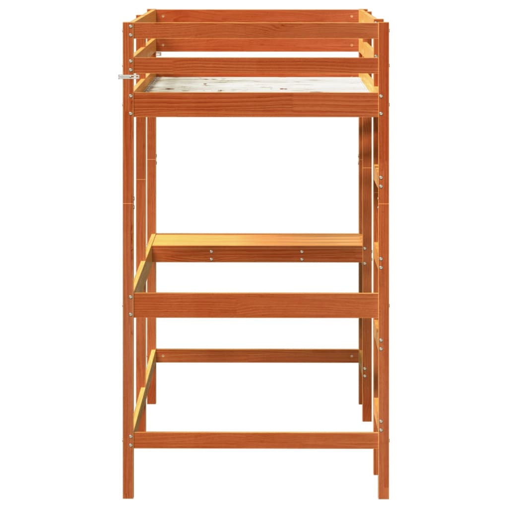 Hoogslaper met bureau massief grenenhout wasbruin 90x190 cm is nu te koop bij PeponiXL, paradijselijk wonen!