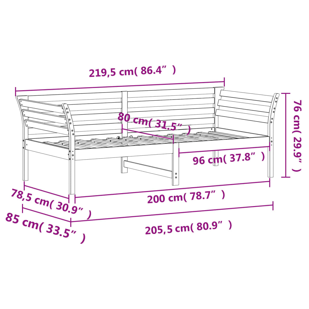 Slaapbank zonder matras 80x200 cm massief grenenhout wit is nu te koop bij PeponiXL, paradijselijk wonen!