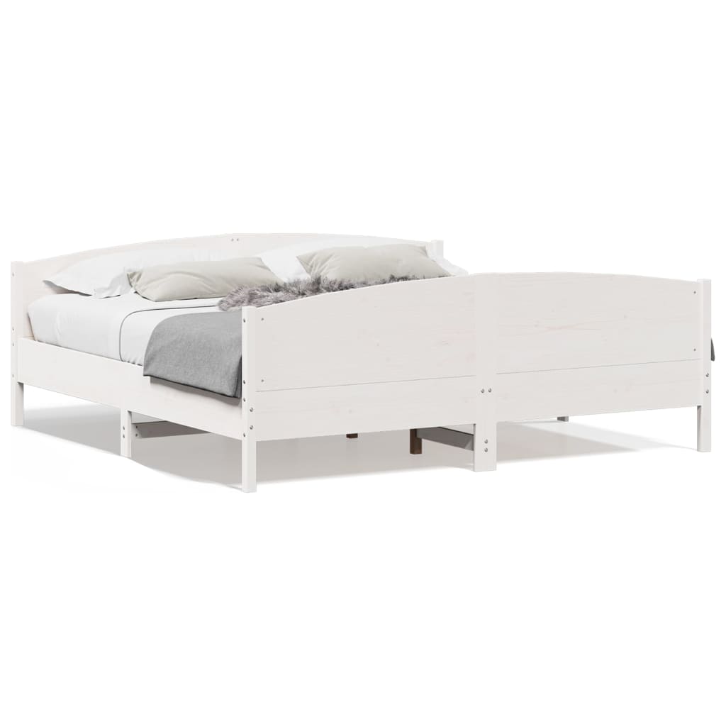 Bedframe zonder matras massief grenenhout wit 200x200 cm is nu te koop bij PeponiXL, paradijselijk wonen!