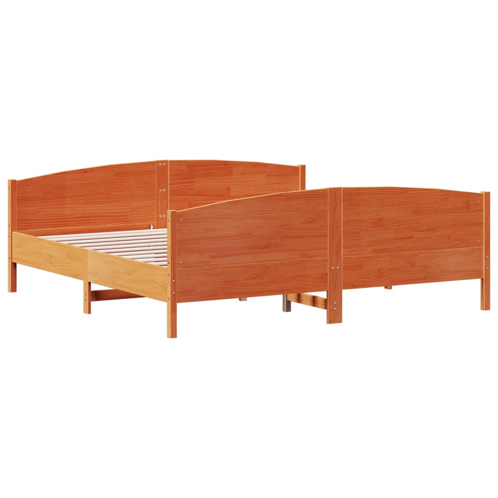 Bedframe zonder matras massief grenenhout wasbruin 200x200 cm is nu te koop bij PeponiXL, paradijselijk wonen!