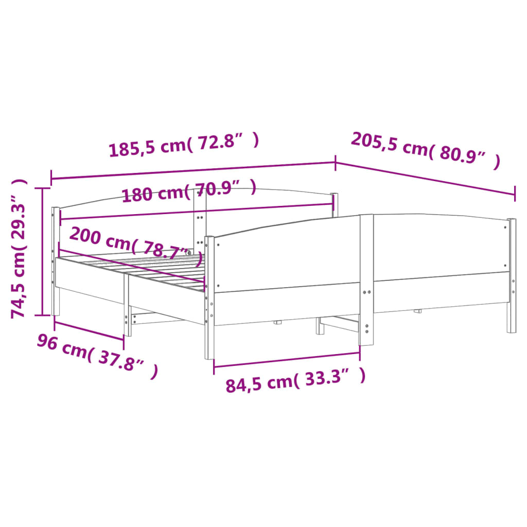 Bedframe zonder matras massief grenenhout wit 180x200 cm is nu te koop bij PeponiXL, paradijselijk wonen!