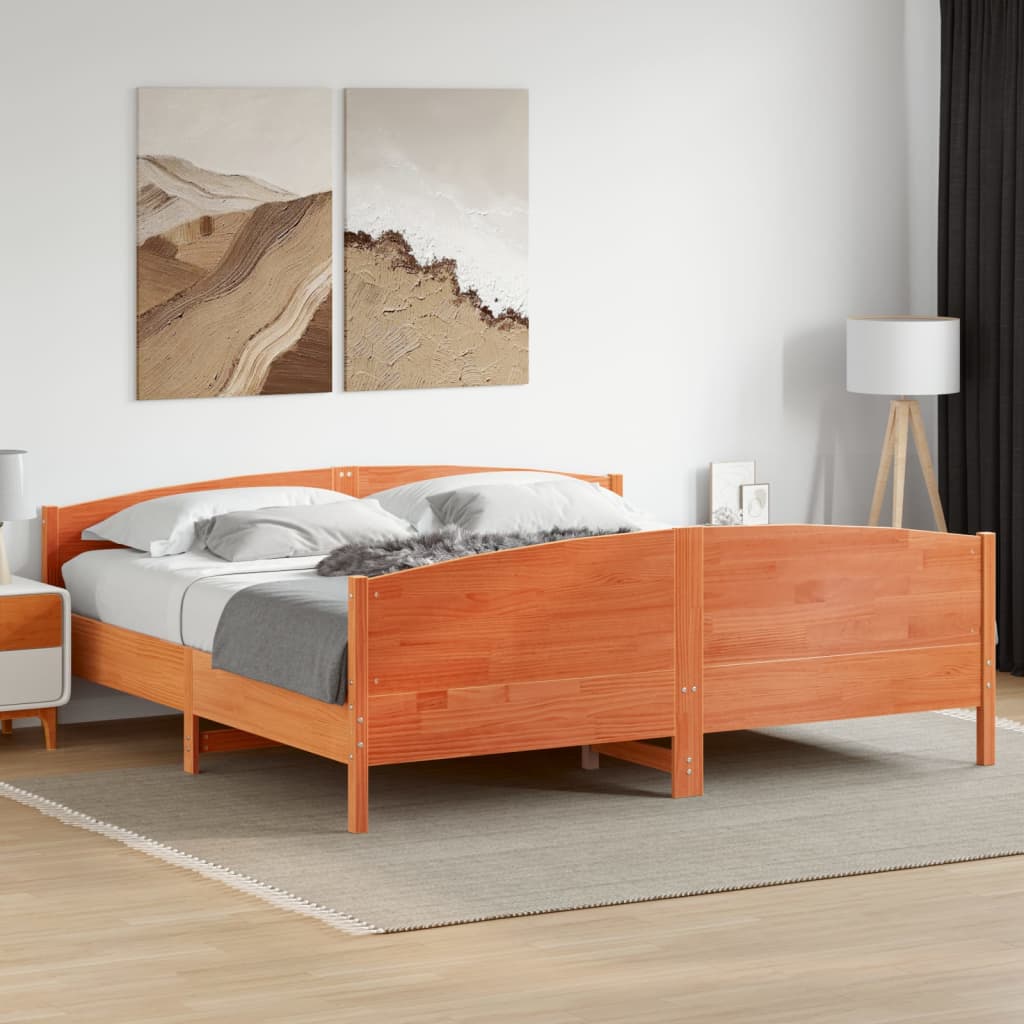 Bedframe zonder matras massief grenenhout wasbruin 180x200 cm is nu te koop bij PeponiXL, paradijselijk wonen!