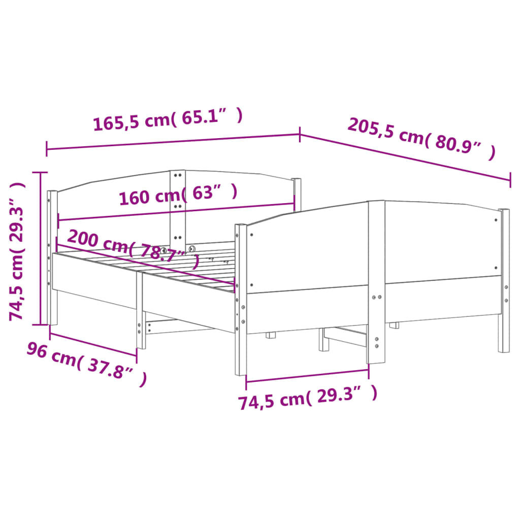 Bedframe zonder matras massief grenenhout 160x200 cm is nu te koop bij PeponiXL, paradijselijk wonen!