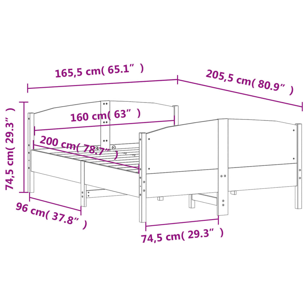 Bedframe zonder matras massief grenenhout wit 160x200 cm is nu te koop bij PeponiXL, paradijselijk wonen!