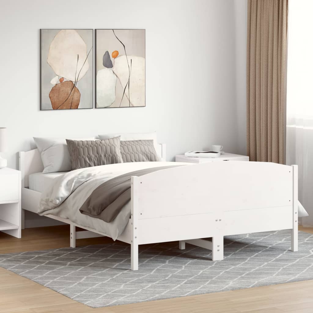 Bedframe zonder matras massief grenenhout wit 150x200 cm is nu te koop bij PeponiXL, paradijselijk wonen!