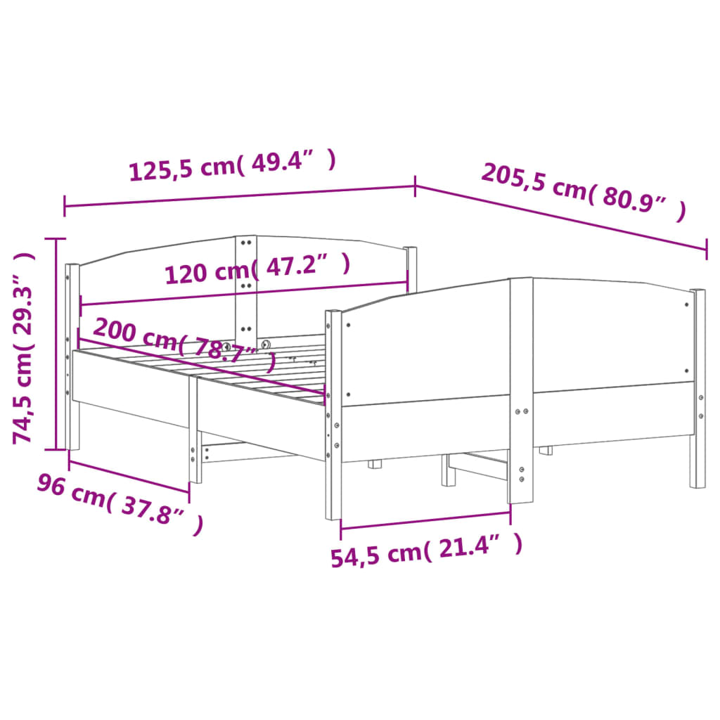 Bedframe zonder matras massief grenenhout wasbruin 120x200 cm is nu te koop bij PeponiXL, paradijselijk wonen!