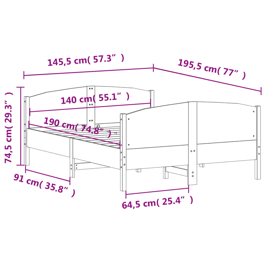 Bed met matras massief grenenhout wasbruin 140x190 cm is nu te koop bij PeponiXL, paradijselijk wonen!