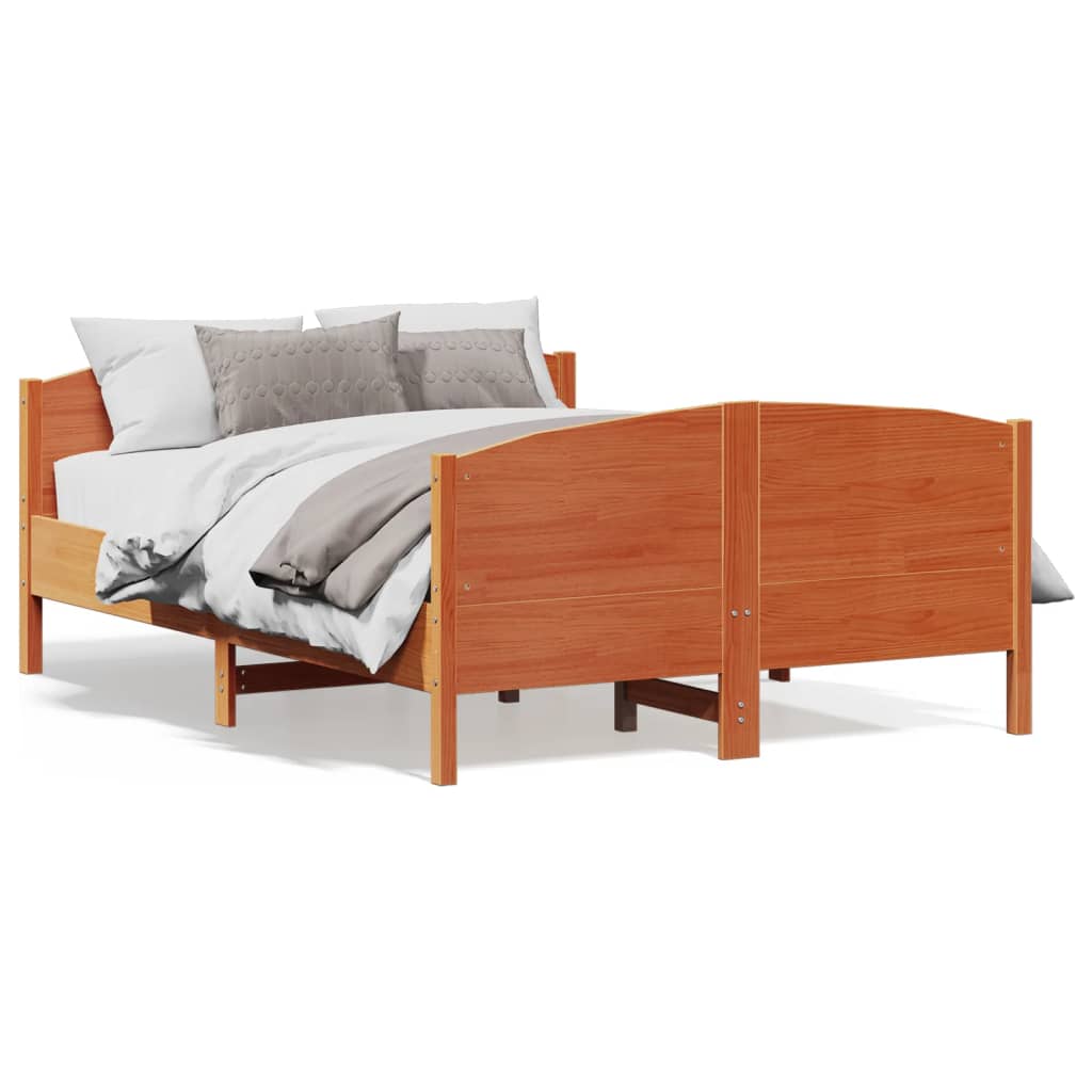 Bedframe zonder matras massief grenenhout wasbruin 135x190 cm is nu te koop bij PeponiXL, paradijselijk wonen!