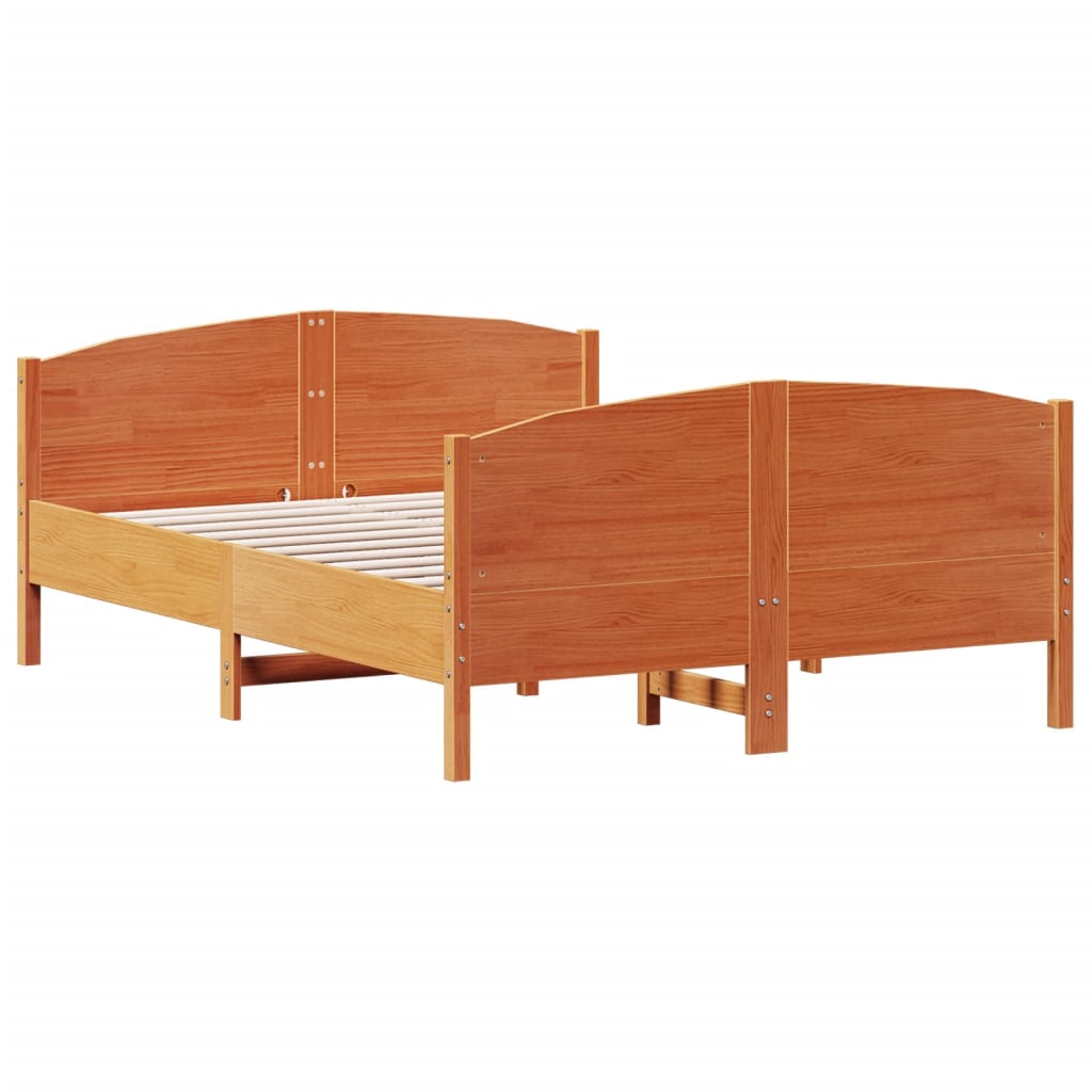 Bedframe zonder matras massief grenenhout wasbruin 135x190 cm is nu te koop bij PeponiXL, paradijselijk wonen!