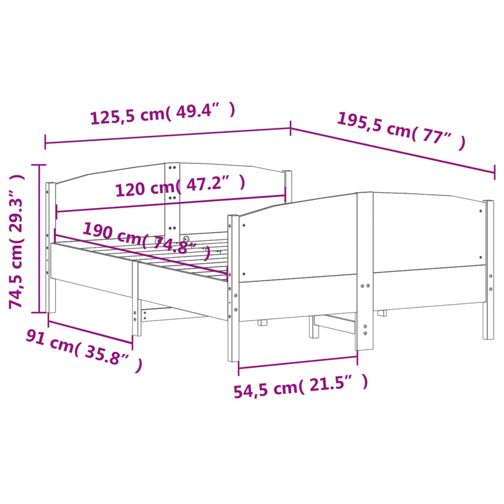 Bedframe zonder matras massief grenenhout wasbruin 120x190 cm is nu te koop bij PeponiXL, paradijselijk wonen!