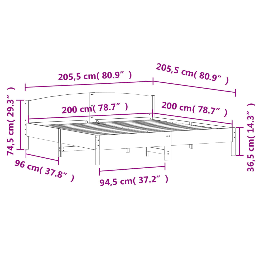Bedframe zonder matras massief grenenhout 200x200 cm is nu te koop bij PeponiXL, paradijselijk wonen!
