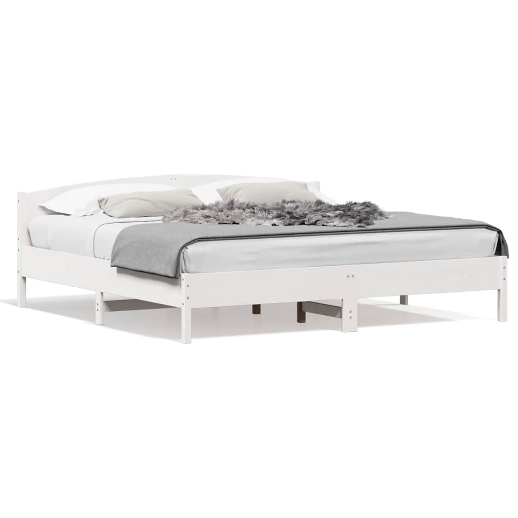 Bedframe zonder matras massief grenenhout wit 200x200 cm is nu te koop bij PeponiXL, paradijselijk wonen!