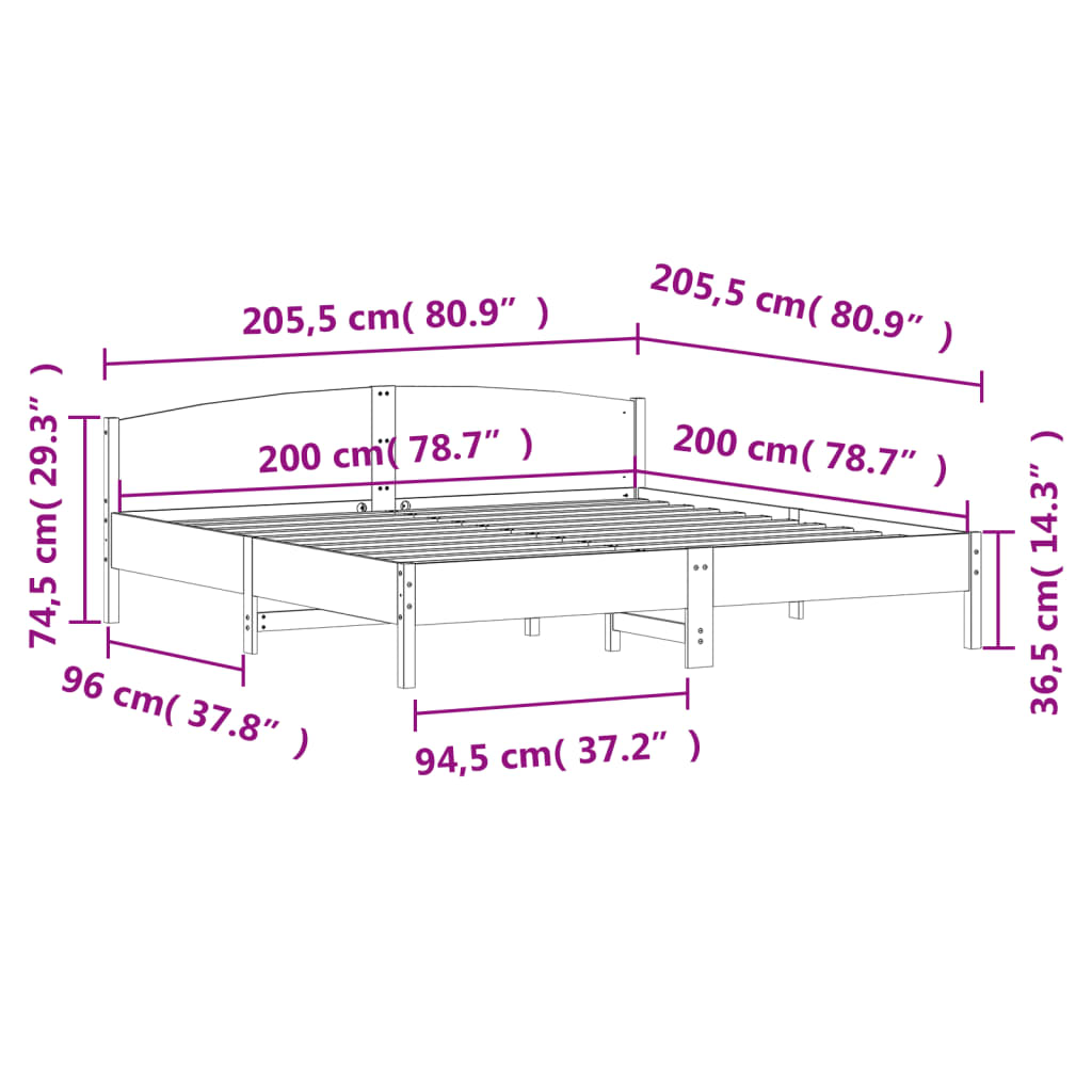 Bedframe zonder matras massief grenenhout wit 200x200 cm is nu te koop bij PeponiXL, paradijselijk wonen!