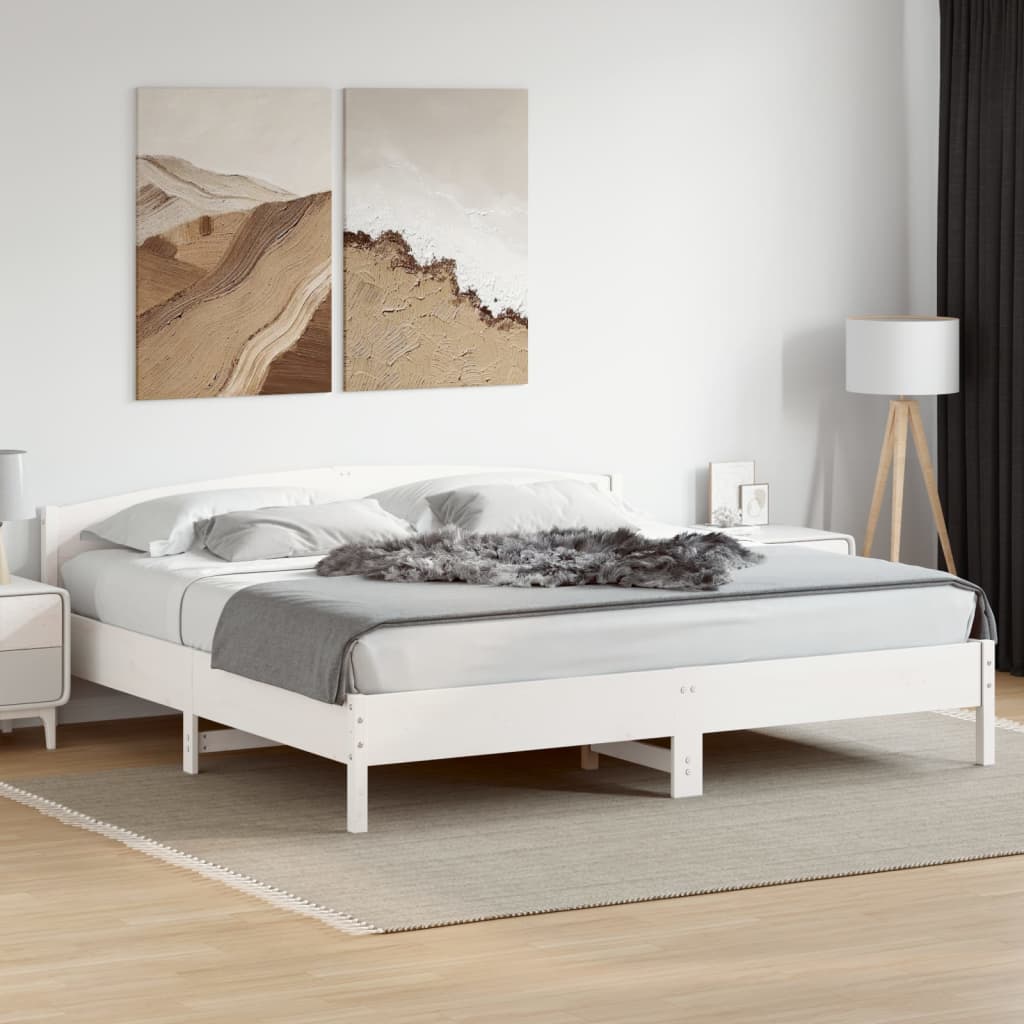 Bedframe zonder matras massief grenenhout wit 200x200 cm is nu te koop bij PeponiXL, paradijselijk wonen!