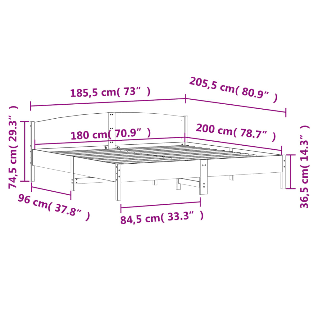 Bedframe zonder matras massief grenenhout wit 180x200 cm is nu te koop bij PeponiXL, paradijselijk wonen!
