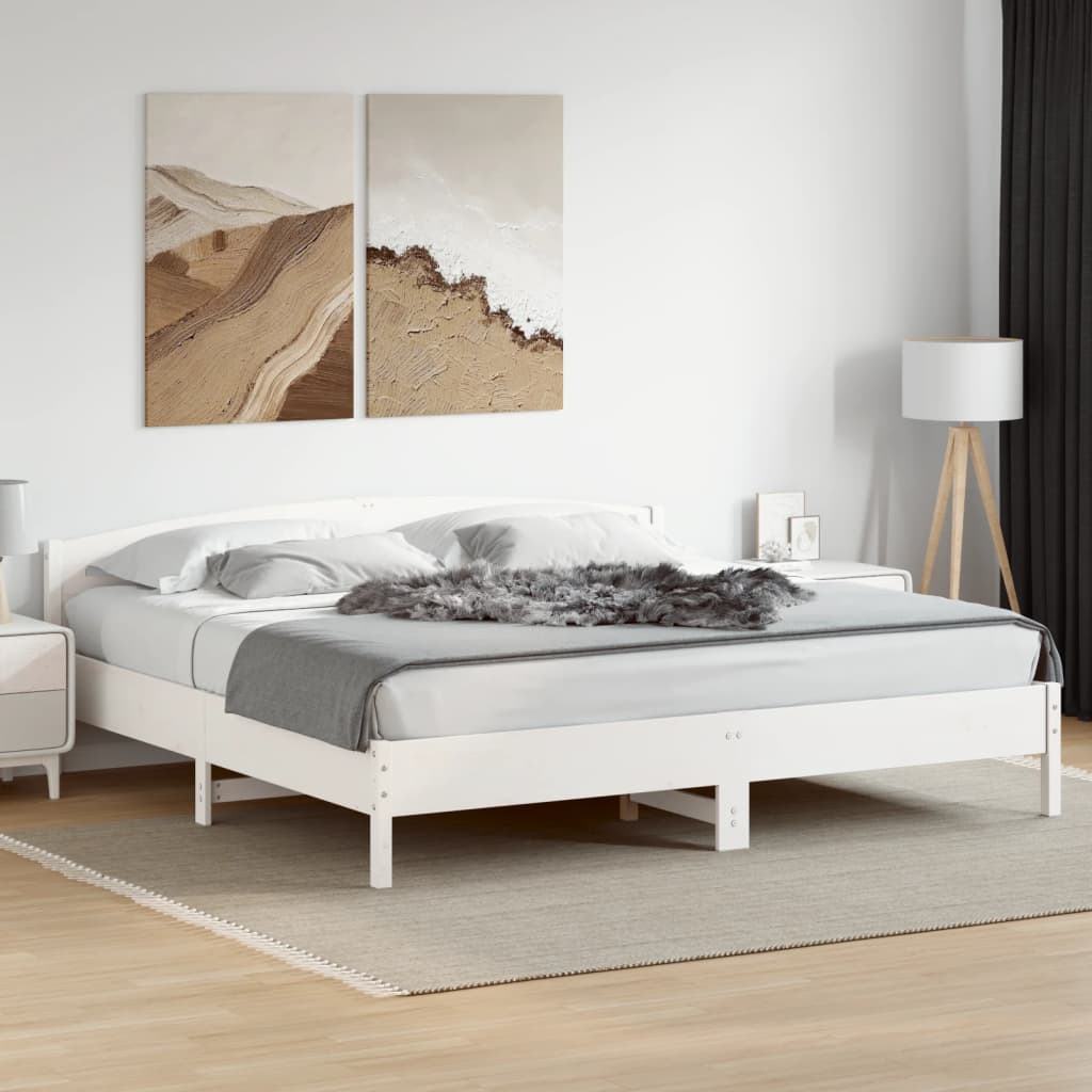 Bedframe zonder matras massief grenenhout wit 180x200 cm is nu te koop bij PeponiXL, paradijselijk wonen!