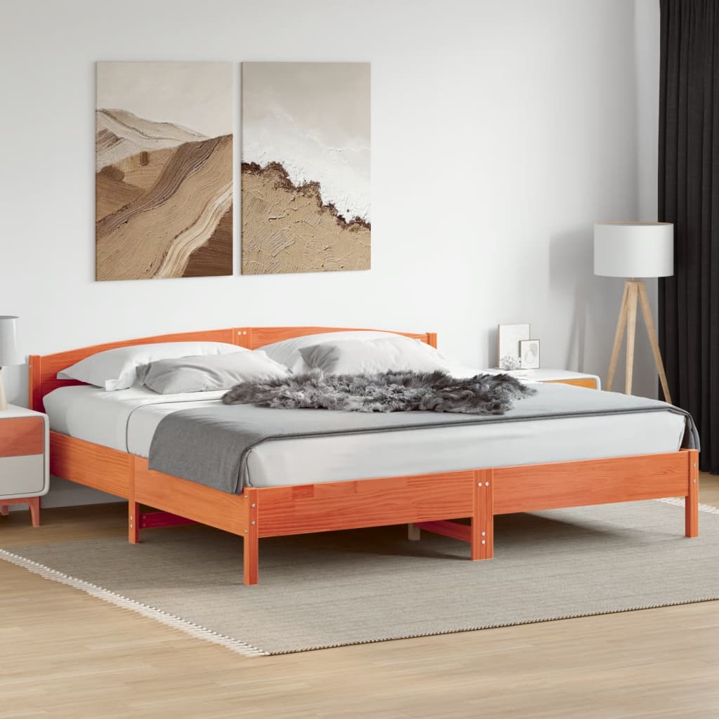 Bedframe zonder matras massief grenenhout wasbruin 180x200 cm is nu te koop bij PeponiXL, paradijselijk wonen!