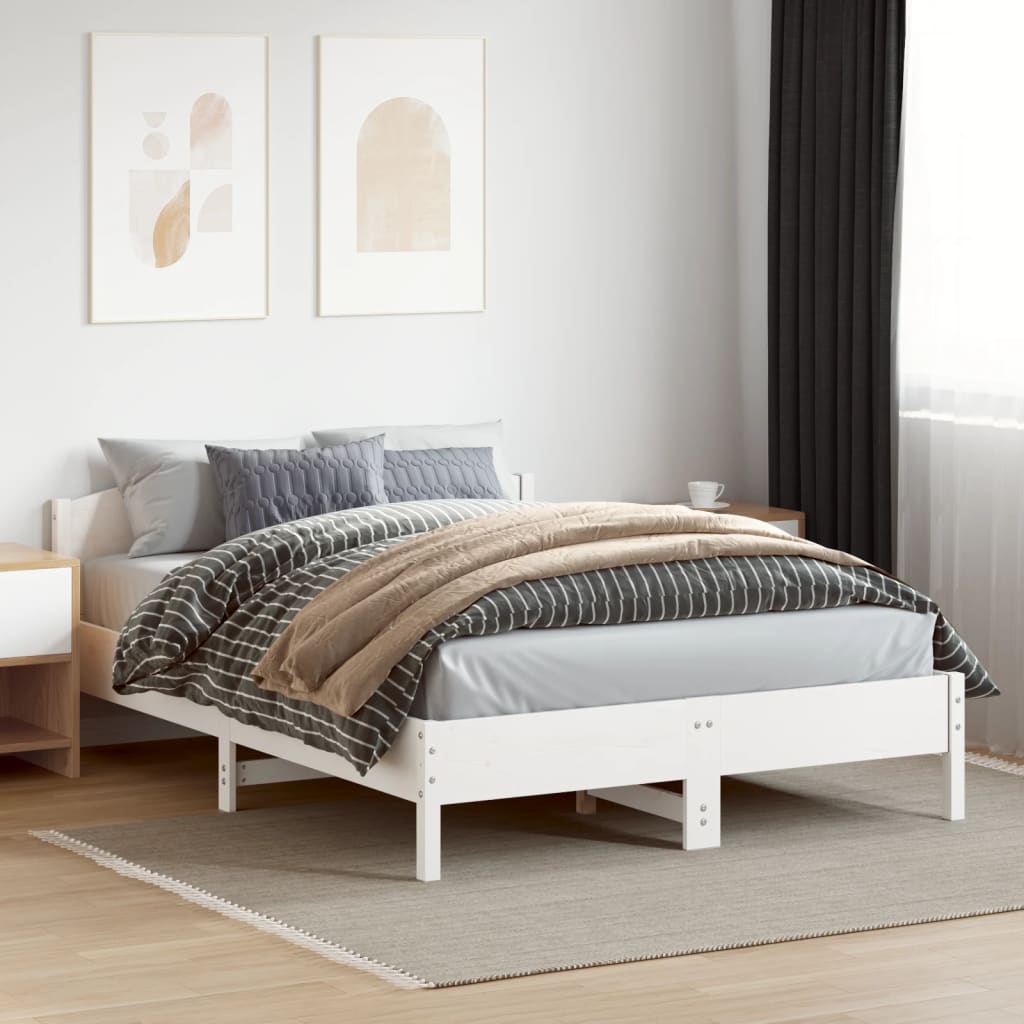 Bedframe zonder matras massief grenenhout wit 160x200 cm is nu te koop bij PeponiXL, paradijselijk wonen!