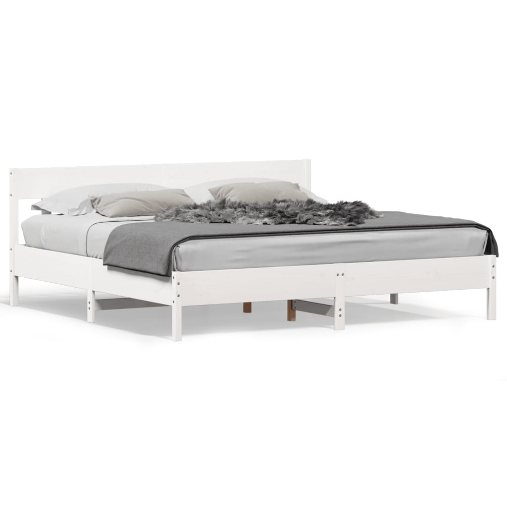 Bedframe zonder matras massief grenenhout wit 200x200 cm is nu te koop bij PeponiXL, paradijselijk wonen!