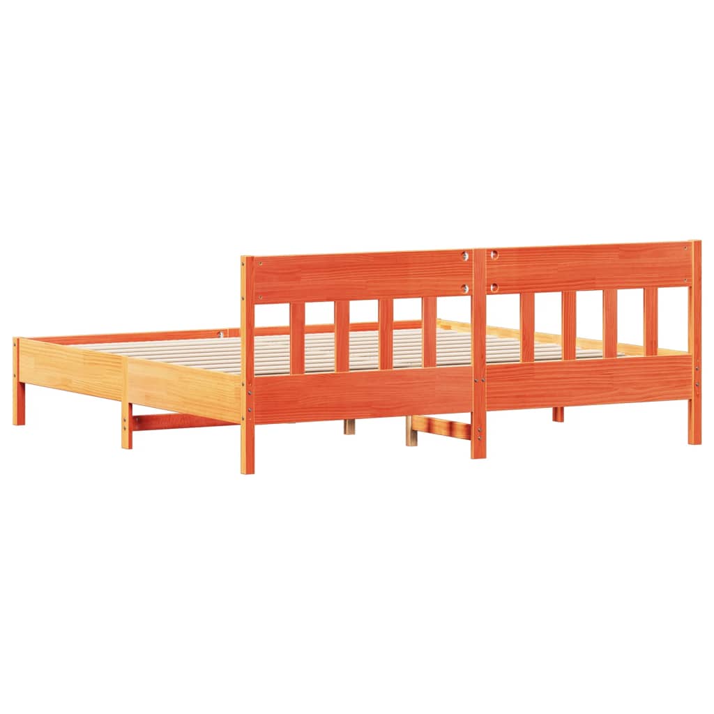 Bedframe zonder matras massief grenenhout wasbruin 200x200 cm is nu te koop bij PeponiXL, paradijselijk wonen!