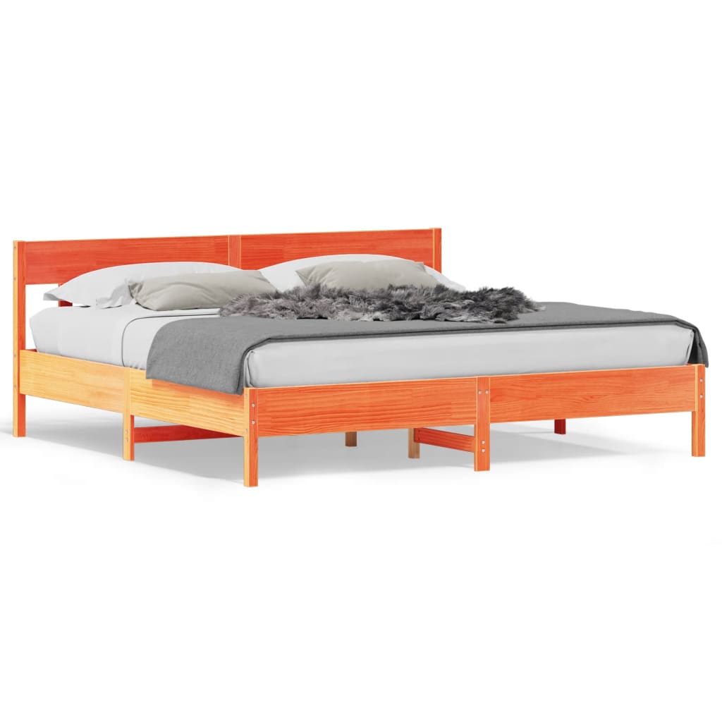 Bedframe zonder matras massief grenenhout wasbruin 200x200 cm is nu te koop bij PeponiXL, paradijselijk wonen!