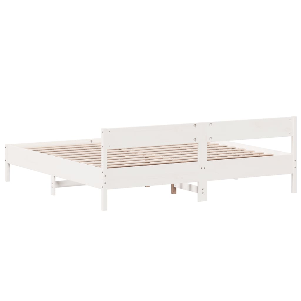 Bedframe zonder matras massief grenenhout wit 200x200 cm is nu te koop bij PeponiXL, paradijselijk wonen!