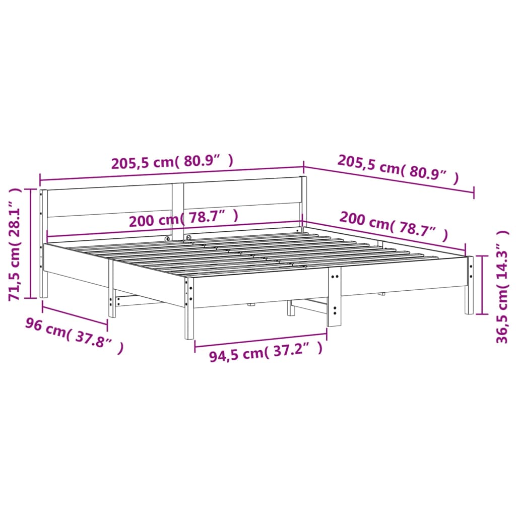Bedframe zonder matras massief grenenhout wit 200x200 cm is nu te koop bij PeponiXL, paradijselijk wonen!