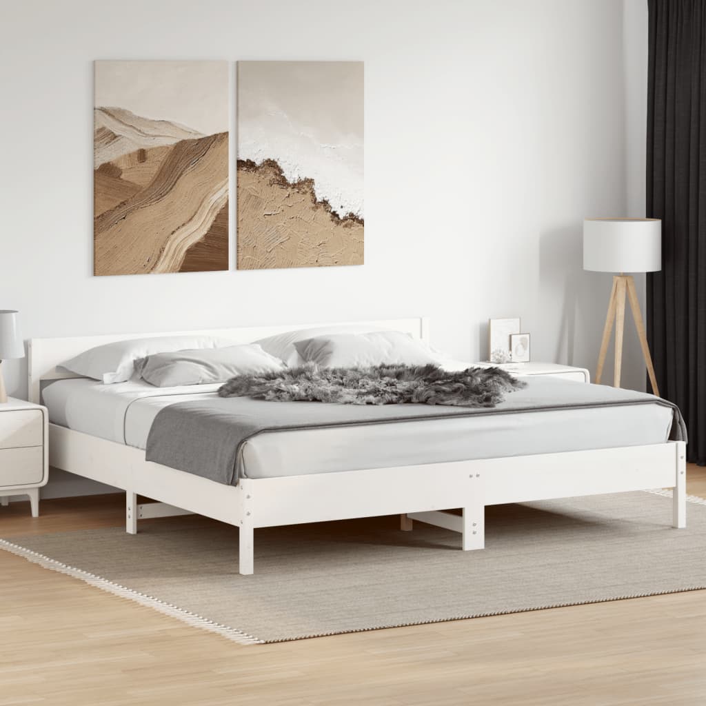 Bedframe zonder matras massief grenenhout wit 200x200 cm is nu te koop bij PeponiXL, paradijselijk wonen!