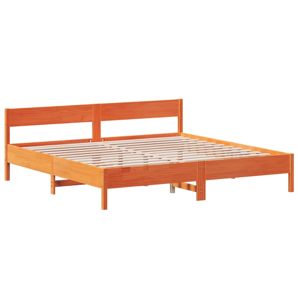 Bedframe zonder matras massief grenenhout wasbruin 200x200 cm is nu te koop bij PeponiXL, paradijselijk wonen!
