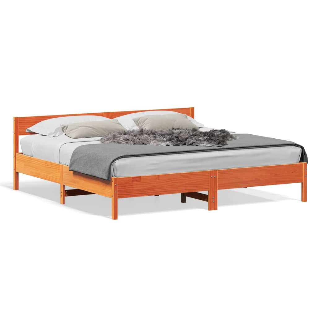 Bedframe zonder matras massief grenenhout wasbruin 200x200 cm is nu te koop bij PeponiXL, paradijselijk wonen!