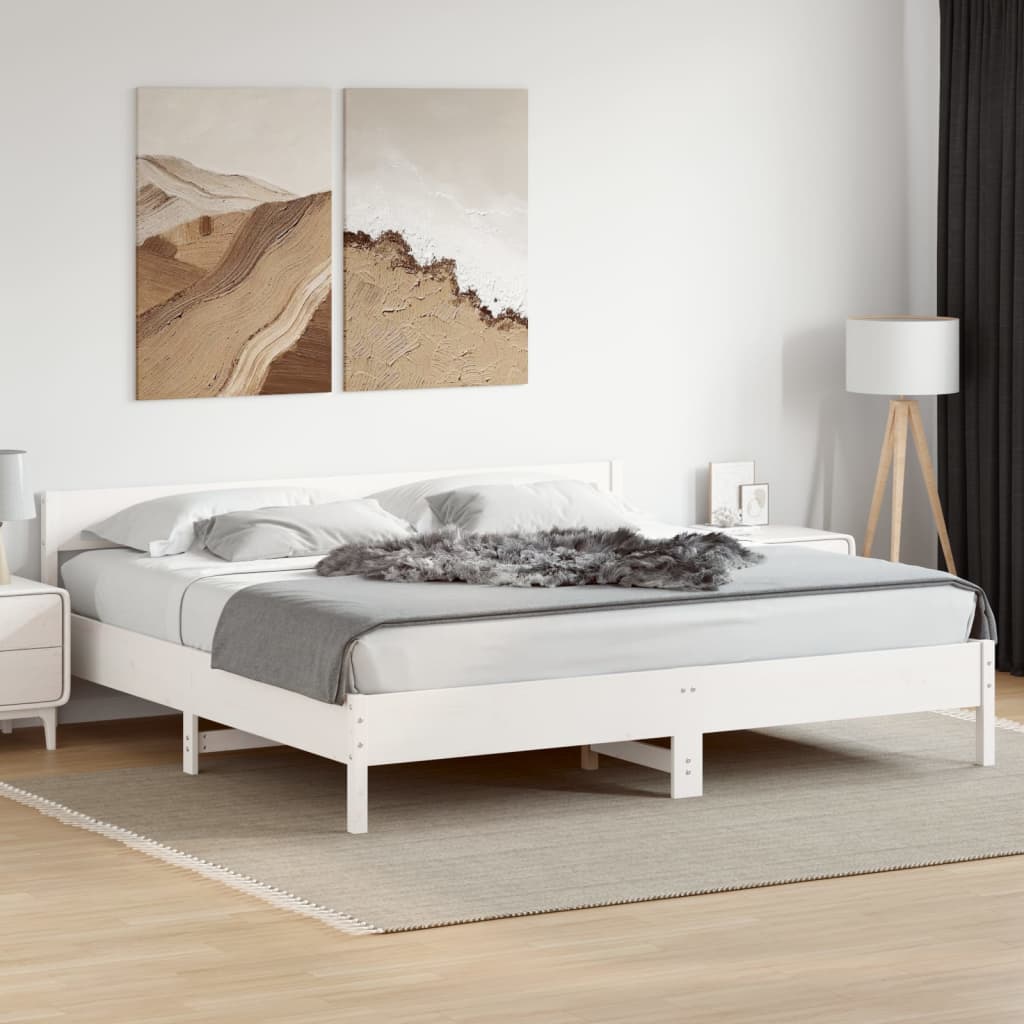 Bedframe zonder matras massief grenenhout wit 180x200 cm is nu te koop bij PeponiXL, paradijselijk wonen!